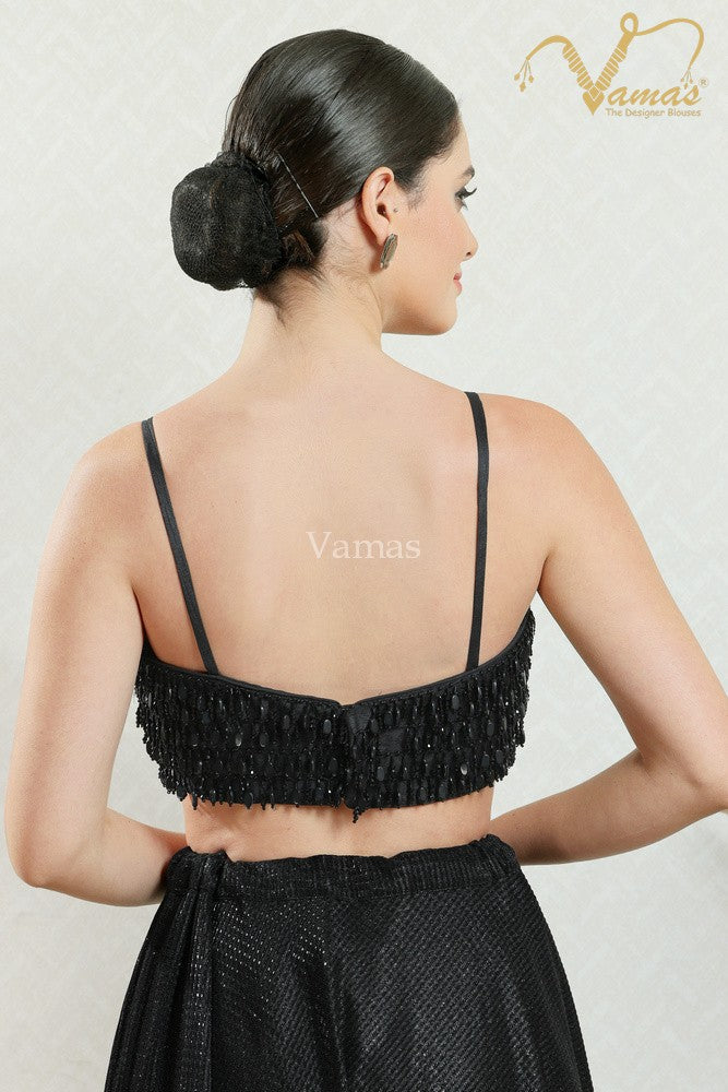 Vamas Women's Silk Padded Back Open Sleeveless Saree Blouse ( B-143.SP )