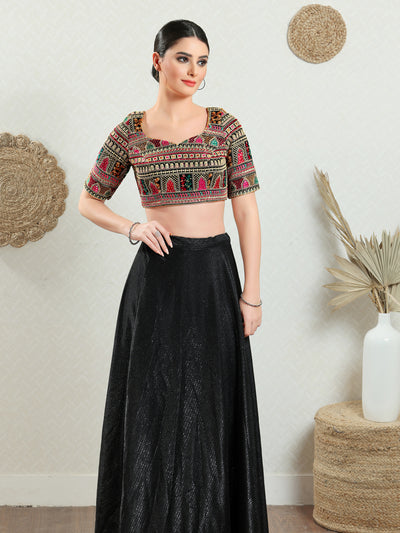 Multicolored Cordwork Paan Neck Blouse