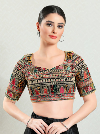 Multicolored Cordwork Paan Neck Blouse