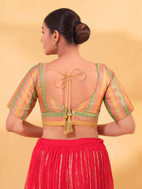 Multi Lines Yoke Brocade Blouse