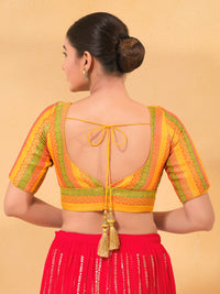 Multi Lines Yoke Brocade Blouse