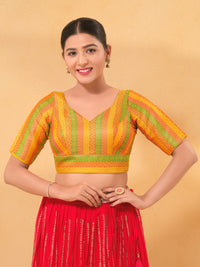 Multi Lines Yoke Brocade Blouse