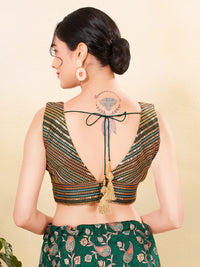 Multi Sequence Embroidery Zigzag Pattern Placement Blouse