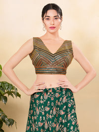 Multi Sequence Embroidery Zigzag Pattern Placement Blouse