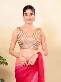Multi Sequence Embroidery Zigzag Pattern Placement Blouse