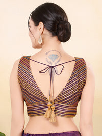 Multi Sequence Embroidery Zigzag Pattern Placement Blouse