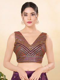 Multi Sequence Embroidery Zigzag Pattern Placement Blouse