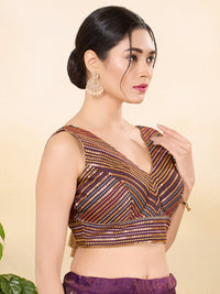 Multi Sequence Embroidery Zigzag Pattern Placement Blouse