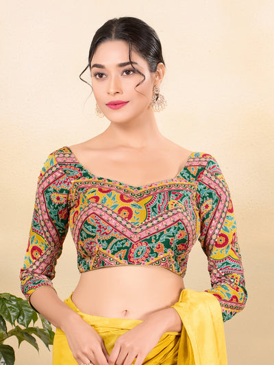 Georgette Embroidery Three Quarter Sleeves Blouse