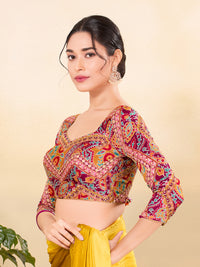 Georgette Embroidery Three Quarter Sleeves Blouse