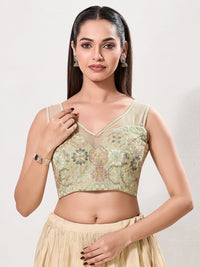 Designer Net Pattern Threadwork Embroidery Blouse