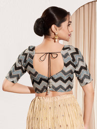 Zig Zag Paan Neck Embroidered Blouse