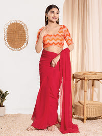 Zig Zag Paan Neck Embroidered Blouse