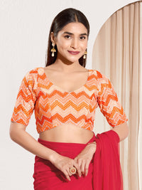Zig Zag Paan Neck Embroidered Blouse