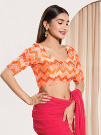 Zig Zag Paan Neck Embroidered Blouse