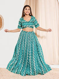 Zig Zag Paan Neck Embroidered Blouse