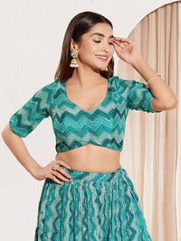 Zig Zag Paan Neck Embroidered Blouse