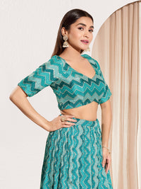Zig Zag Paan Neck Embroidered Blouse