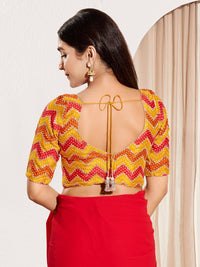 Zig Zag Paan Neck Embroidered Blouse