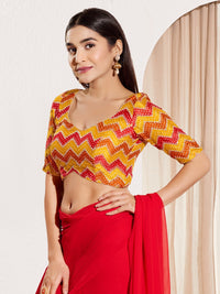 Zig Zag Paan Neck Embroidered Blouse