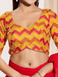 Zig Zag Paan Neck Embroidered Blouse