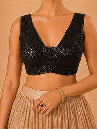 Partywear Sequence Work Sleeveless Yoke Blouse