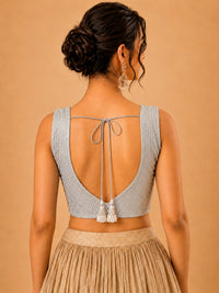 Partywear Sequence Work Sleeveless Yoke Blouse