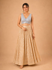 Partywear Sequence Work Sleeveless Yoke Blouse