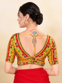 Position Printed Multi Colored Sequence Embroidery Designer Cut Blouse