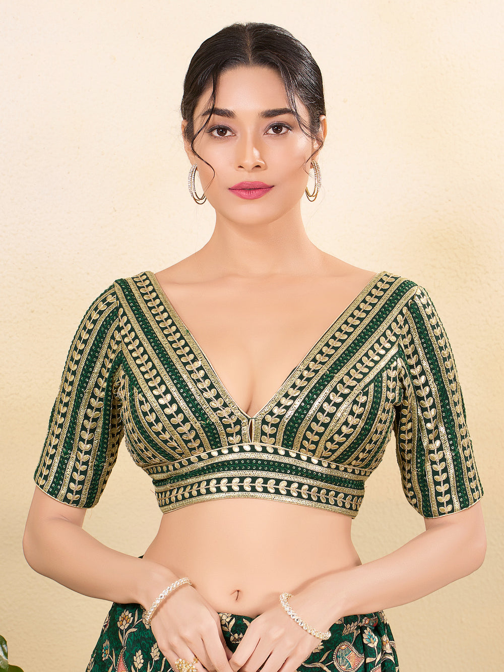Gota Work Plunging V Designer Blouse