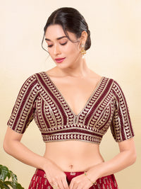 Gota Work Plunging V Designer Blouse
