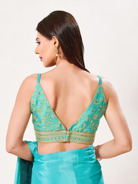 Organza Sequence Yoke Soegetti Blouse