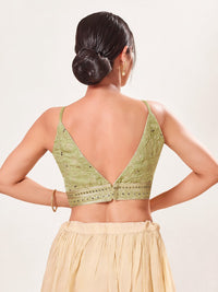 Organza Sequence Yoke Soegetti Blouse