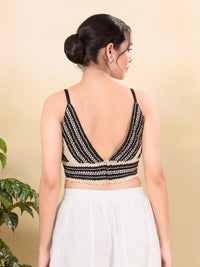 Black And White Crocheo Sleveless Blouse