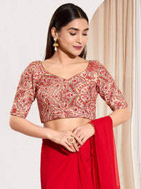 White Kashmiri Work Paan Neck Blouse