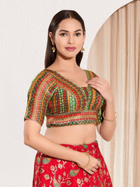 Position Print V Neck Multi Elbow Blouse