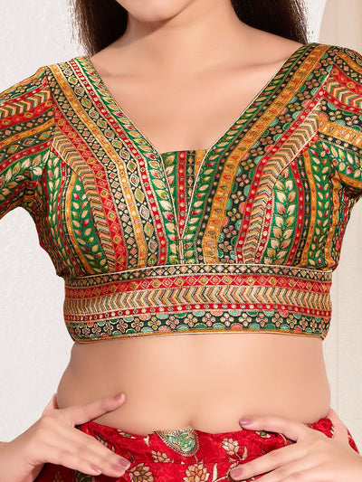 Position Print V Neck Multi Elbow Blouse