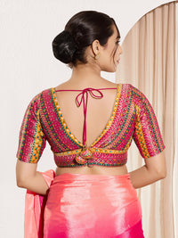 Position Print V Neck Multi Elbow Blouse