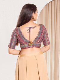 Position Print V Neck Multi Elbow Blouse