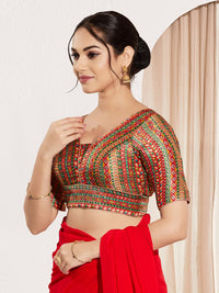 Position Print V Neck Multi Elbow Blouse