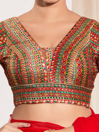 Position Print V Neck Multi Elbow Blouse