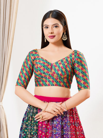 Position Printed Sabya Cut Designer Blouse