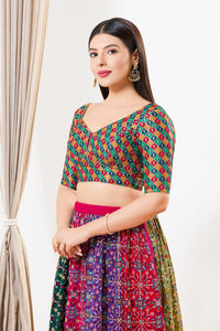 Position Printed Sabya Cut Designer Blouse
