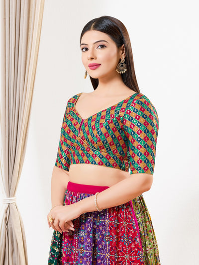 Position Printed Sabya Cut Designer Blouse