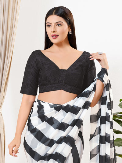 Black Thread Work Yoke Blouse