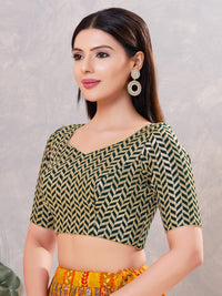 Zig Zag Sequence Embroidered Elbow Sleeves Blouse