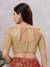 Zig Zag Sequence Embroidered Elbow Sleeves Blouse