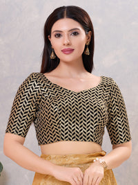 Zig Zag Sequence Embroidered Elbow Sleeves Blouse