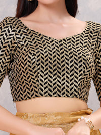 Zig Zag Sequence Embroidered Elbow Sleeves Blouse
