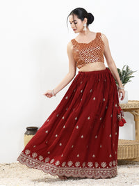 Light Gold Sequence Embroidered Paan Neck Sleeveless Blouse